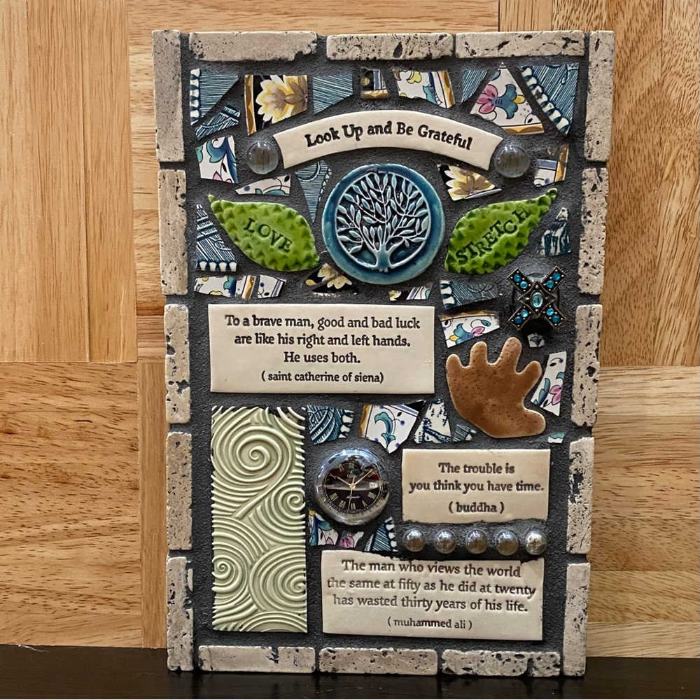 ARTFULLY ART LOUD Mosaic Mixed Media Inspirational Quotes Hanging Wall Art 10X7